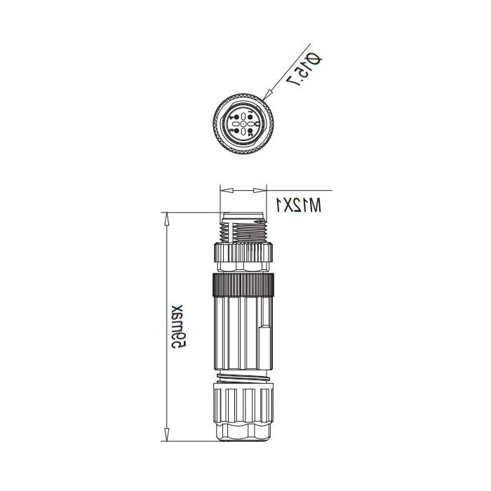 M12 4Pin、公头直型、直插式连接、64F841