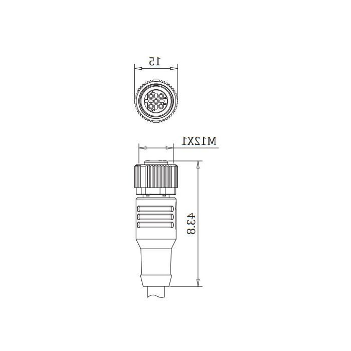 M12 5Pin - b编码-直型母线-单端预制PUR软电缆，紫色护套- 0C4001-XXX